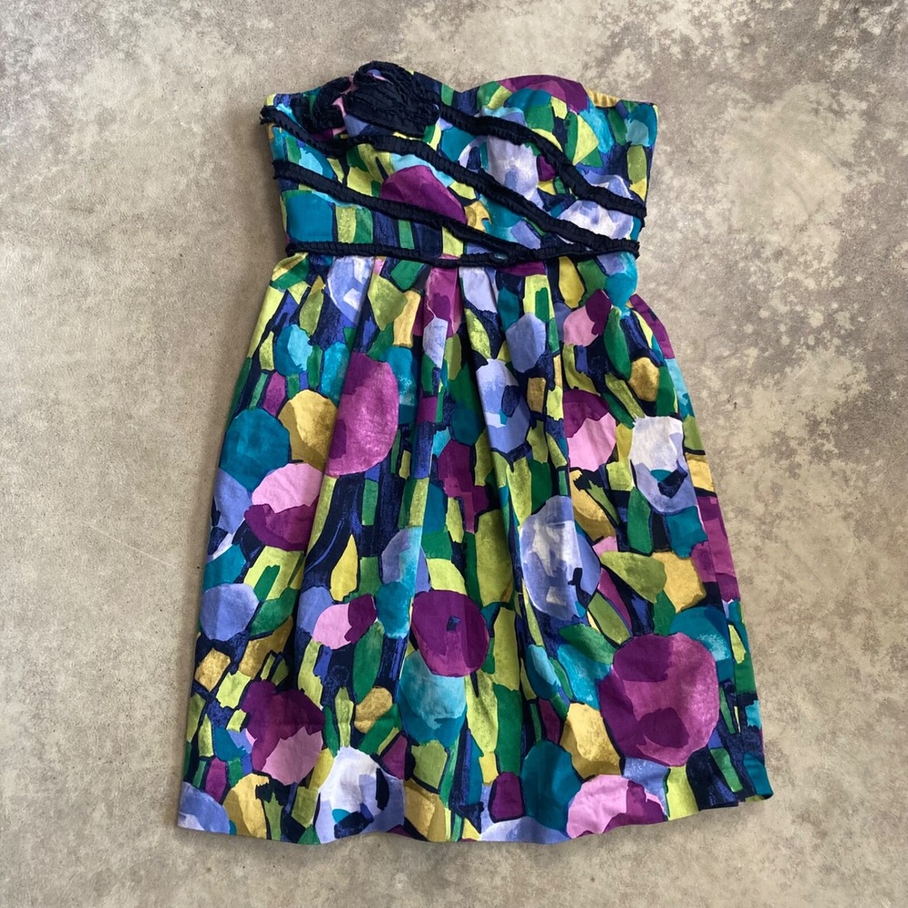 Suzi Chin for Maggy Boutique Womens Size 6 Floral Strapless Cocktail Dress